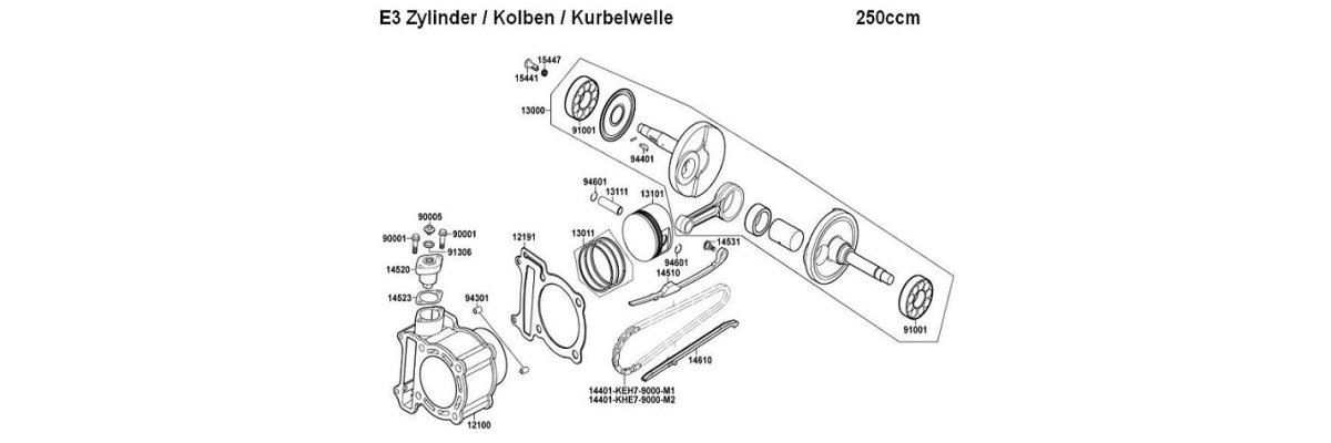 E3 Zylinder / Kolben / Kurbelwelle
