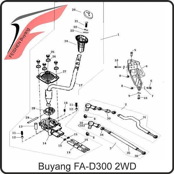 (31) - Schaltgestänge gebogen für H und R Gang - Buyang FA-D300 EVO