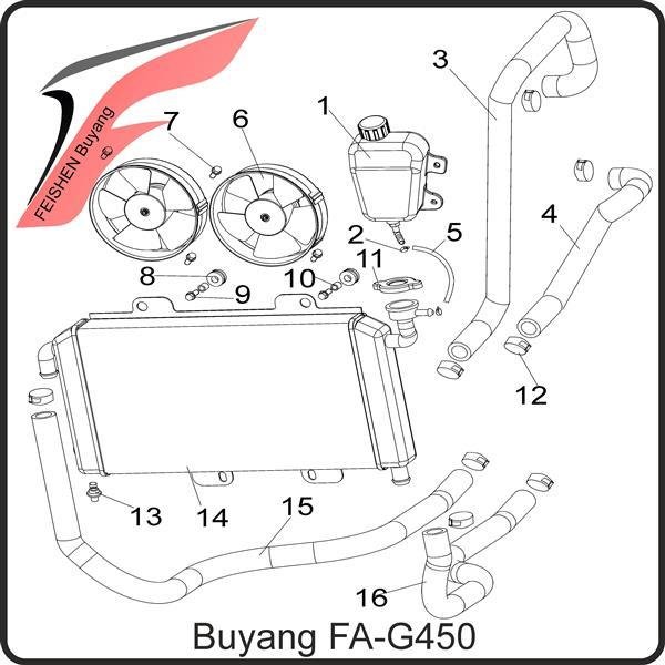 (6) - Kühlerventilator mit nicht Wasserfesten Stecker - Buyang FA-G450 Buggy