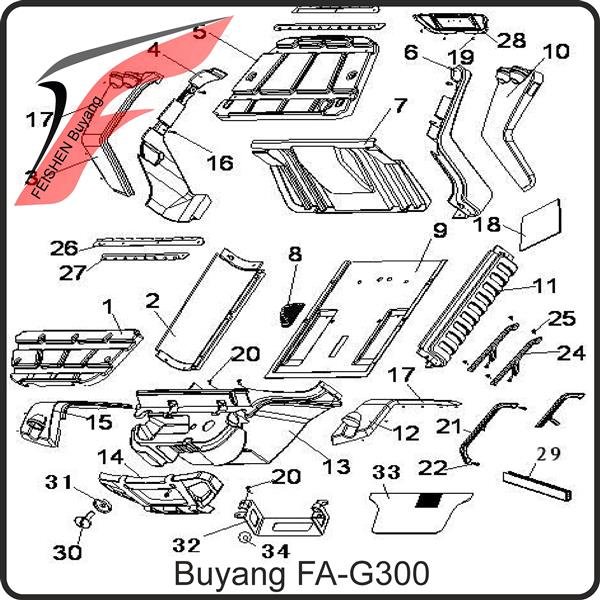 (101) - Verdeck mit Falttüren (neue Version) - Buyang FA-G300 Buggy