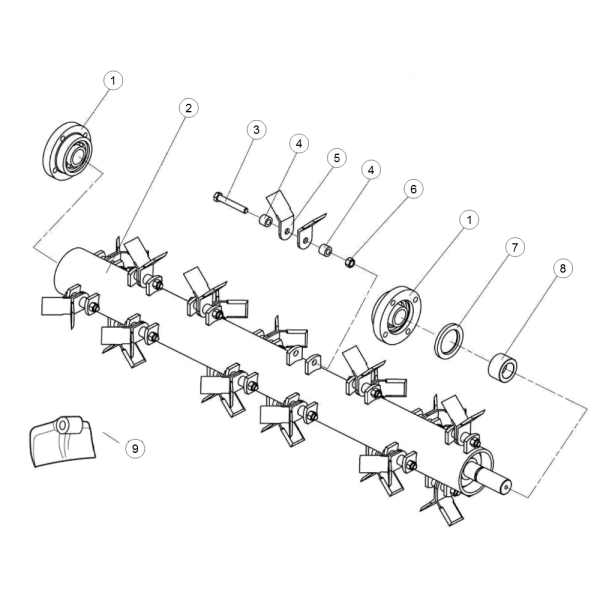 2. BLADE AXLE WELDMENT 195 - GEO EFGCH (2009-2012)