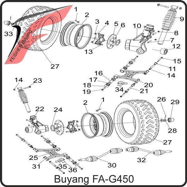 (10) - Achskörper hinten links (neue Version) - Buyang FA-G450 Buggy