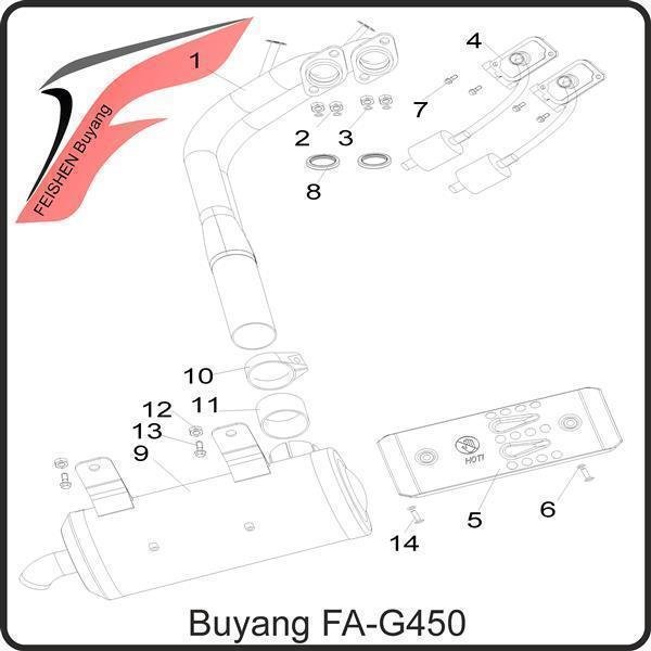 (9) - Schalldämpfer / Auspufftopf - Buyang FA-G450 Buggy