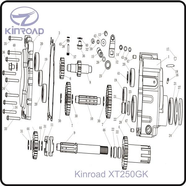(1) - CASE, GEAR BOX (SINGLE SHAFT) - Kinroad XT250GK