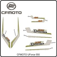 (1) - Aufkleber vorne links orange - CFMOTO UForce 550