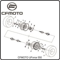 (6) - Radmutter für Alufelge chrome - CFMOTO UForce 550