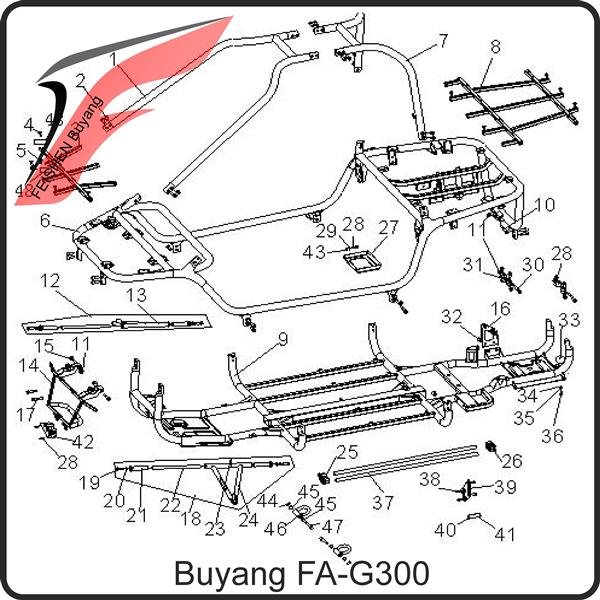 (16) - Rear supporter, cable - Buyang FA-G300 Buggy