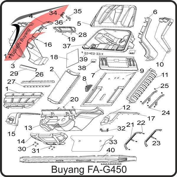 (39) - Gelenk Kofferraumklappe Scharnier - Buyang FA-G450 Buggy