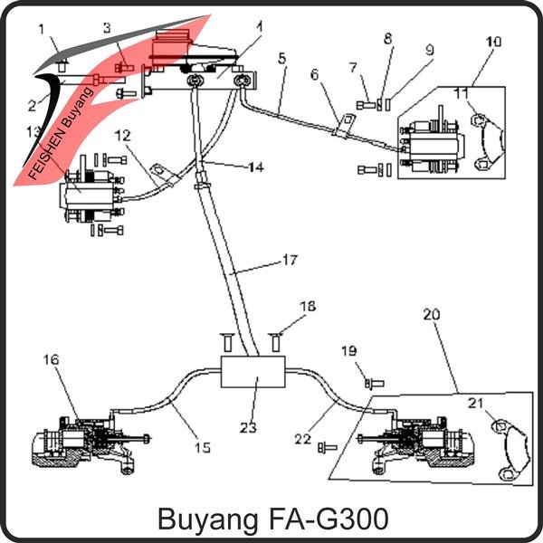 (12) - Front brake hose, left - Buyang FA-G300 Buggy