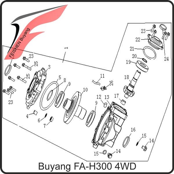 (1) - Hinterachsgetriebe ohne Differential - Buyang FA-H300 EVO