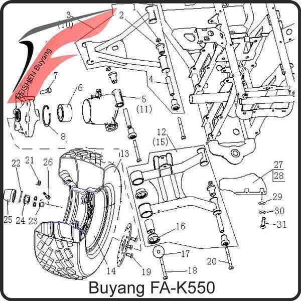 (5) - Achsträger hinten links (Radlagergehäuse) - Buyang FA-K550
