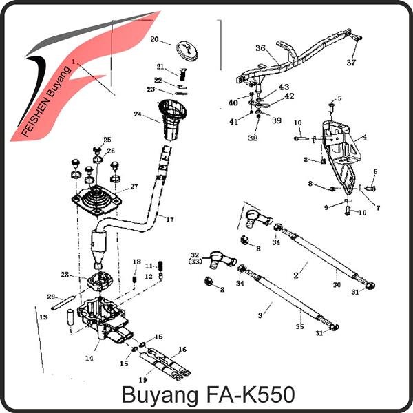 (30) - Schaltgestänge gebogen für H und R Gang - Buyang FA-K550