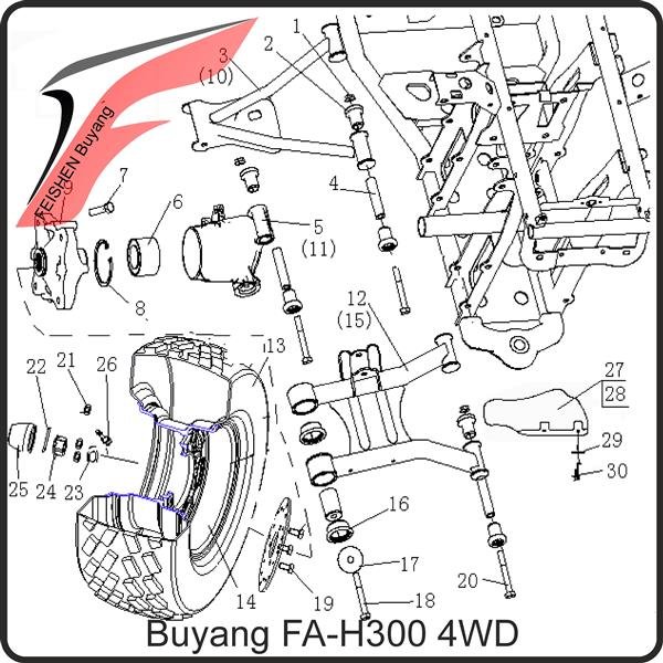 (11) - Achsträger hinten links (Radlagergehäuse) - Buyang FA-H300 EVO
