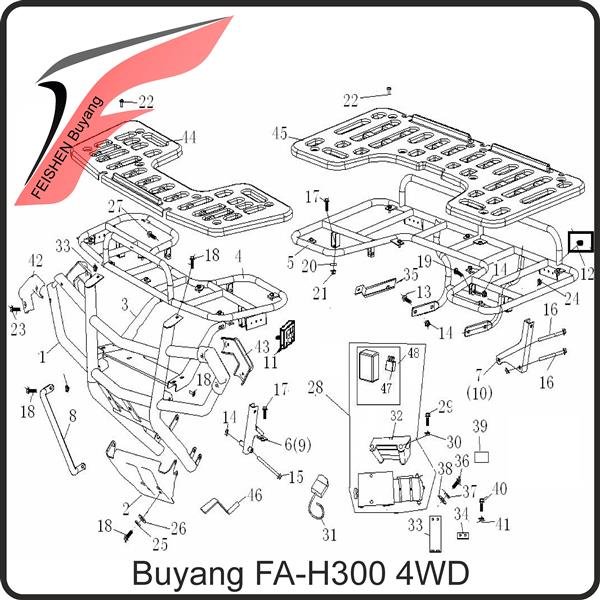 (44) - Gepäckträgerabdeckung vorne - Buyang FA-H300 EVO