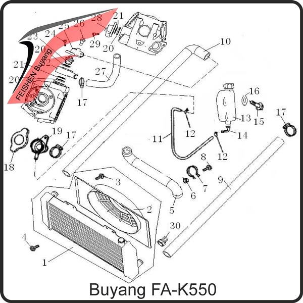 (18) - Kühlerdeckel mit Anschlussflansch - Buyang FA-K550