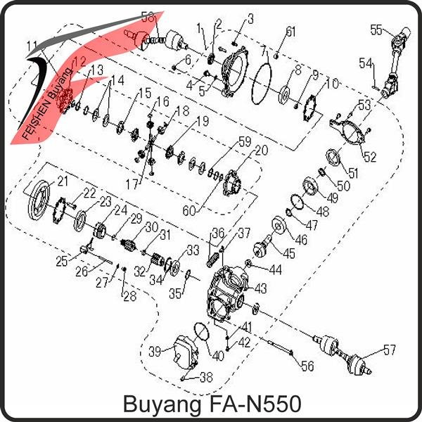 11. AXLE DIFFERENTIAL ASSY,FRONT   Buyang FA-N550